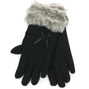 Fur Cuffs Ladies Gloves - Brown