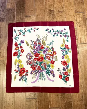 GUCCI Floral Print Silk Scarf