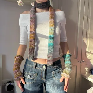 Handmade Alba knitted ombré skinny scarf