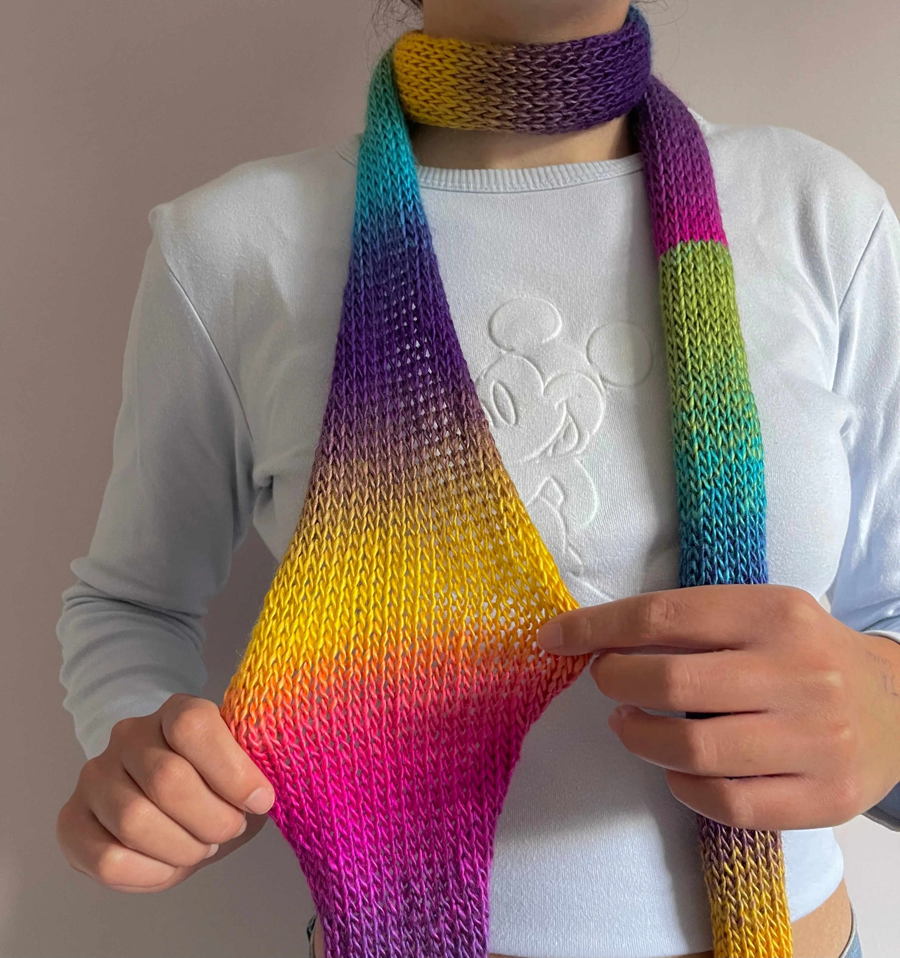 Handmade knitted ombré skinny scarf - Sunshine colourway