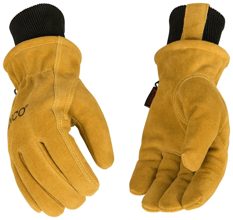 Hydroflector 350HKP-XL Gloves, Men's, XL, Keystone Thumb, Knit Wrist Cuff, Cowhide Leather, Gold :PR: QUANTITY: 1