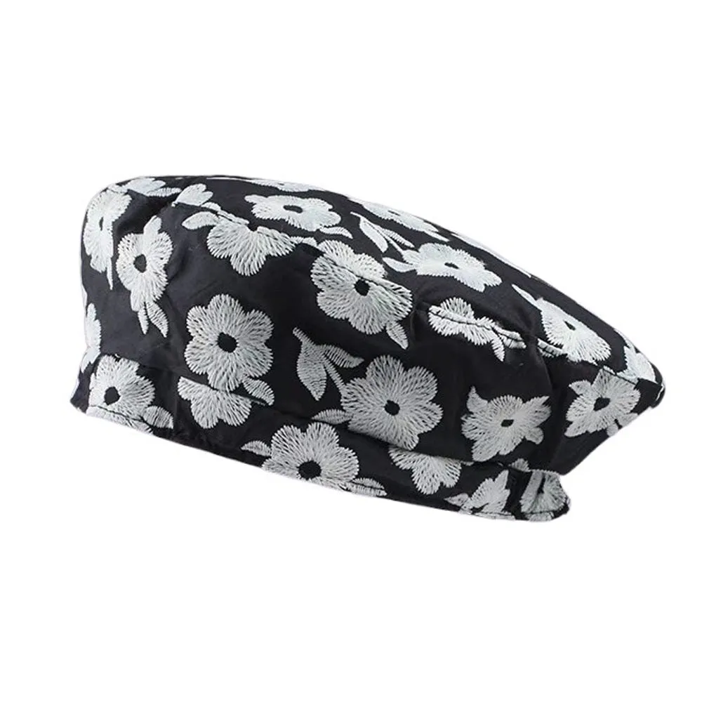 Indie Kid Floral Embroidery Beret Hat