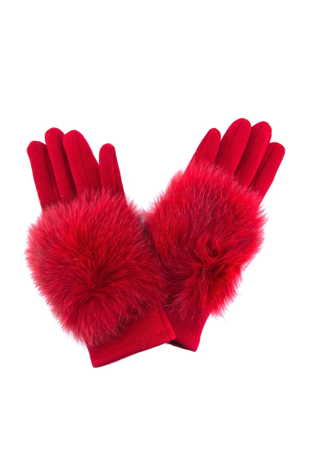 Knit Gloves with Fur Trim