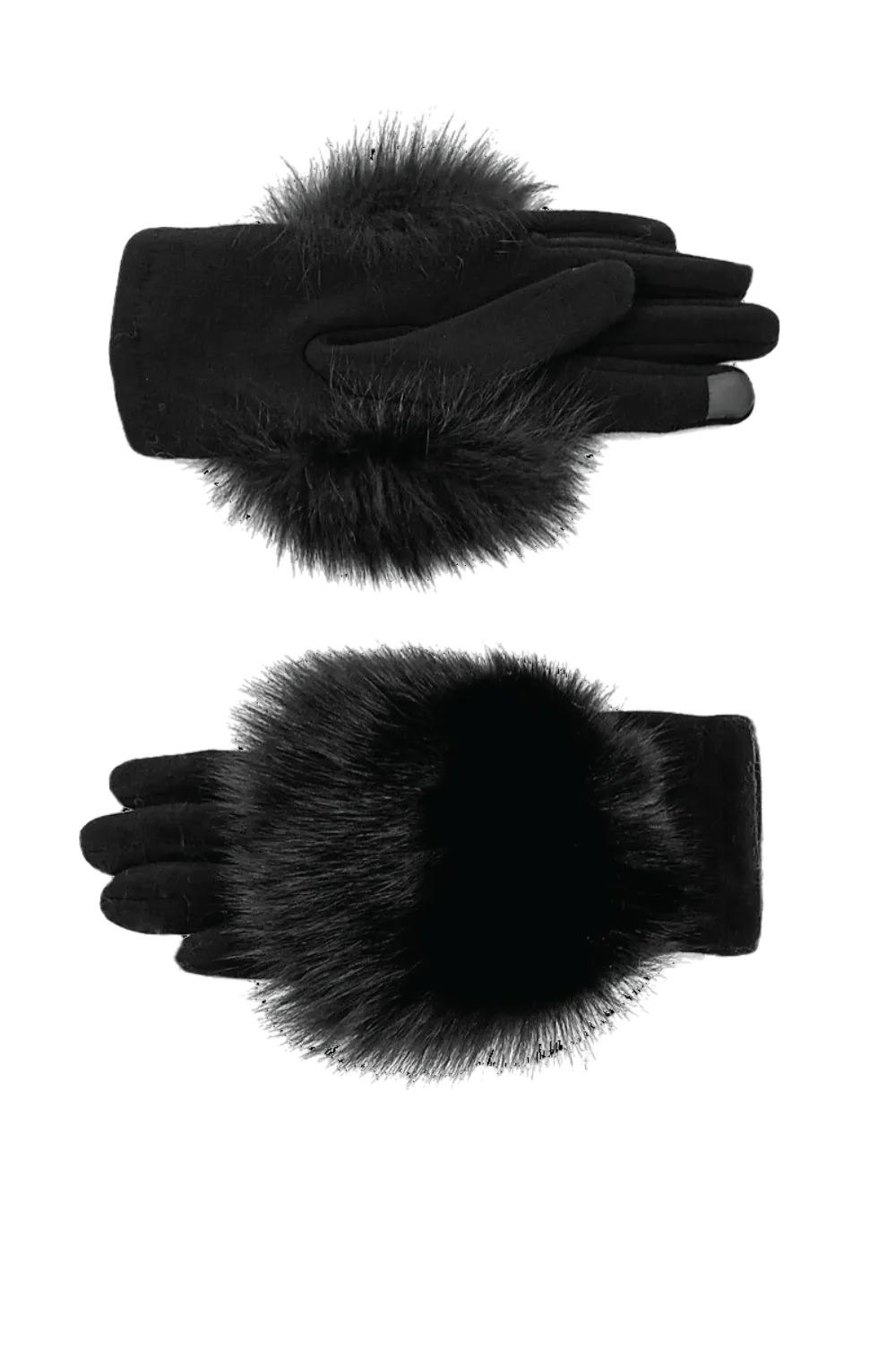 Knit Gloves with Fur Trim