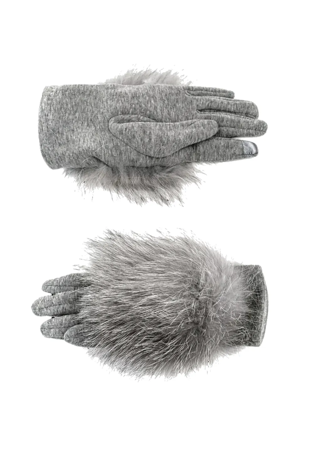 Knit Gloves with Fur Trim