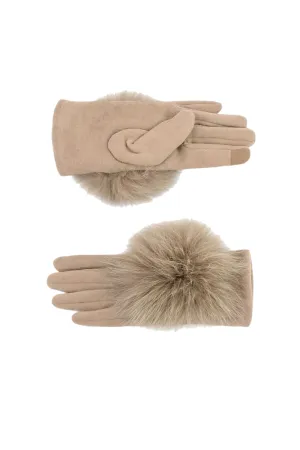 Knit Gloves with Fur Trim