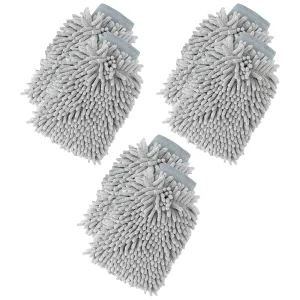 Kuber Industries Gloves | Microfiber Cleaning Gloves | Chenille Mitts for Kitchen | Hand Duster for Kitchen | Hand Gloves for Car | Double Sided Gloves | SHXNEFSST1 | Pack of 6 | Gray