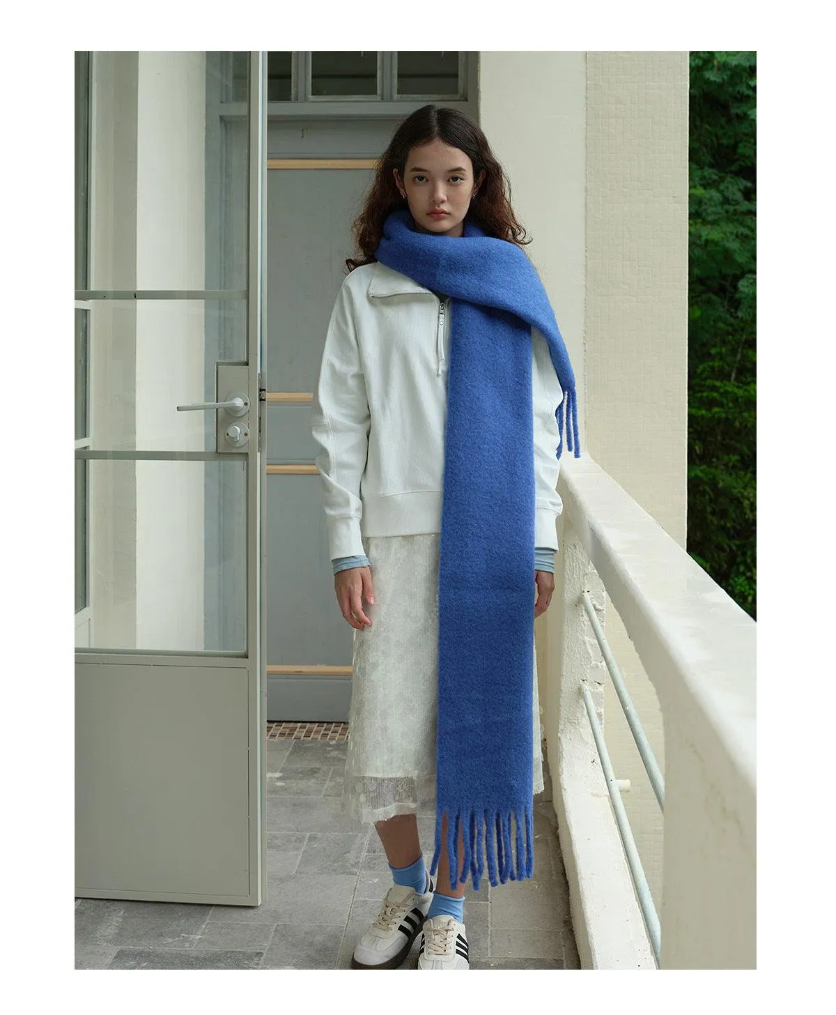 Ladies Solid Color Classic Tassel Soft Scarf YW4012