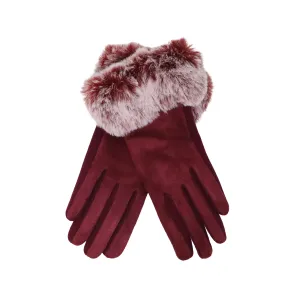 Large Trim Faux-Fur Gloves