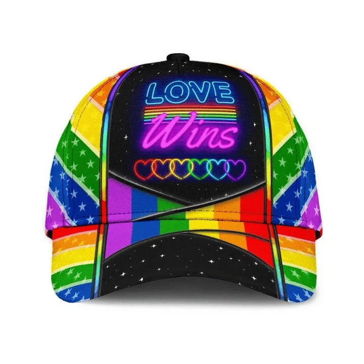 LGBT 3D All Over Printed Baseball Cap Hat Jean Pattern Love Is Love, Classic Cap For Couple Lesbian Gaymer