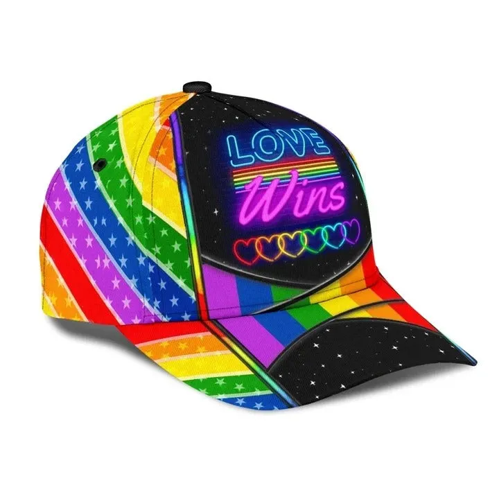 LGBT 3D All Over Printed Baseball Cap Hat Jean Pattern Love Is Love, Classic Cap For Couple Lesbian Gaymer