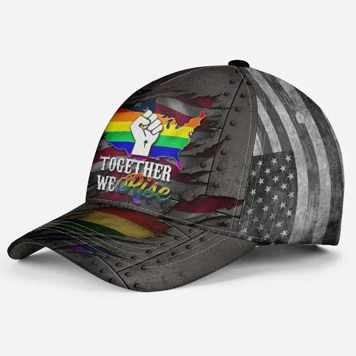 LGBT 3D All Over Printed Baseball Cap Hat Jean Pattern Love Is Love, Classic Cap For Couple Lesbian Gaymer