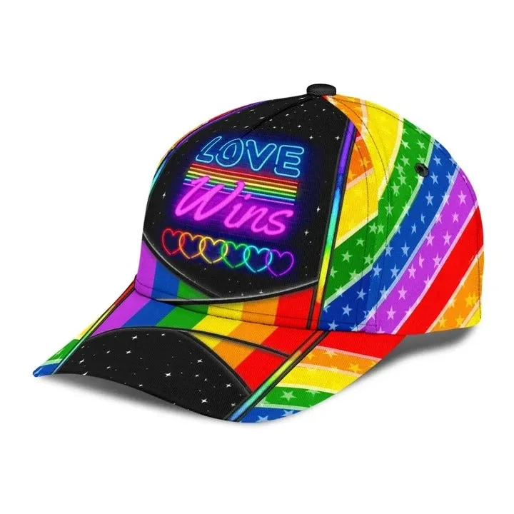 LGBT 3D All Over Printed Baseball Cap Hat Jean Pattern Love Is Love, Classic Cap For Couple Lesbian Gaymer