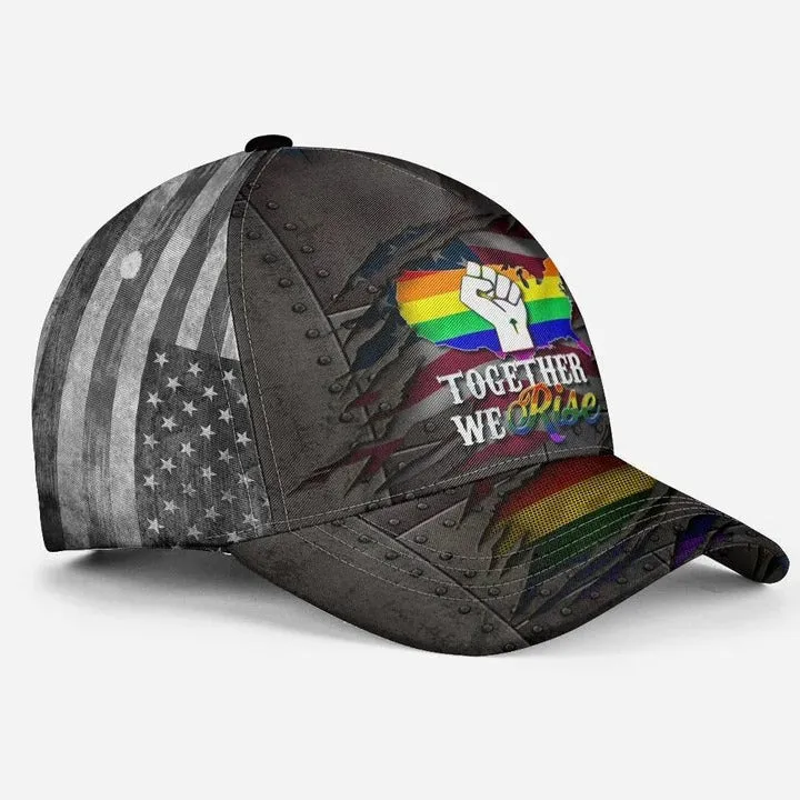 LGBT 3D All Over Printed Baseball Cap Hat Jean Pattern Love Is Love, Classic Cap For Couple Lesbian Gaymer