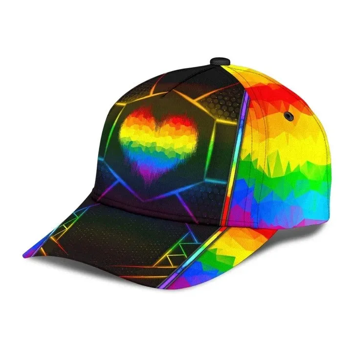 LGBT Cap, Beautiful Lgbt Rainbow Heart Polygon 3D Printing Baseball Cap Hat, Pride Accessories