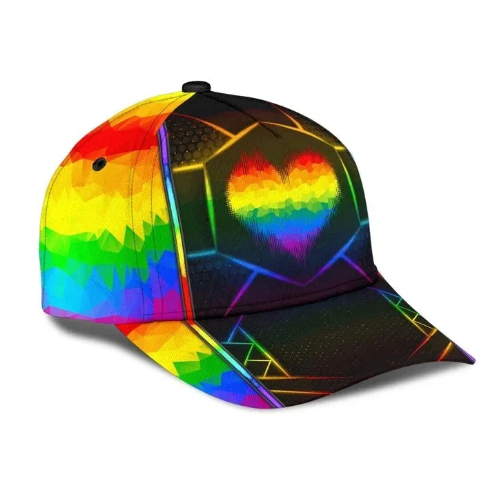 LGBT Cap, Beautiful Lgbt Rainbow Heart Polygon 3D Printing Baseball Cap Hat, Pride Accessories