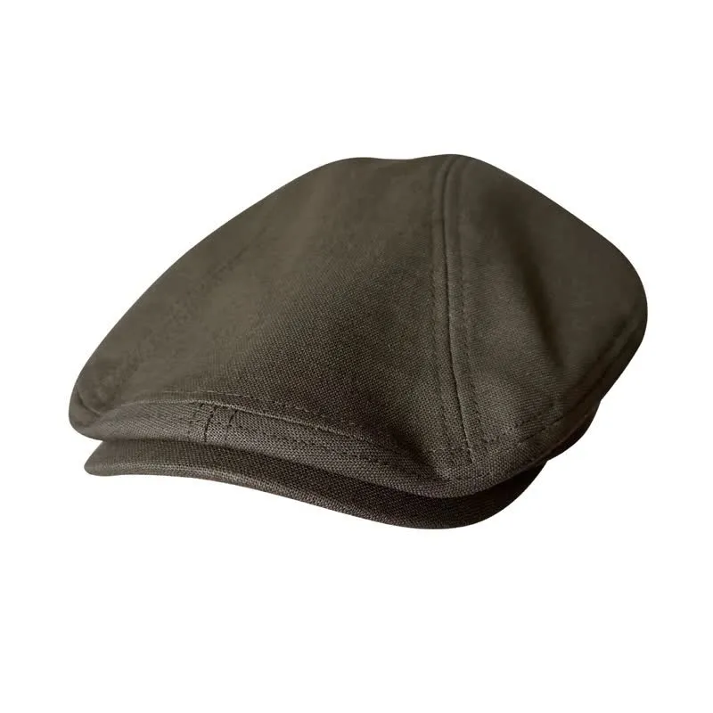 Linen Army Green Breathable Beret Flat Cap