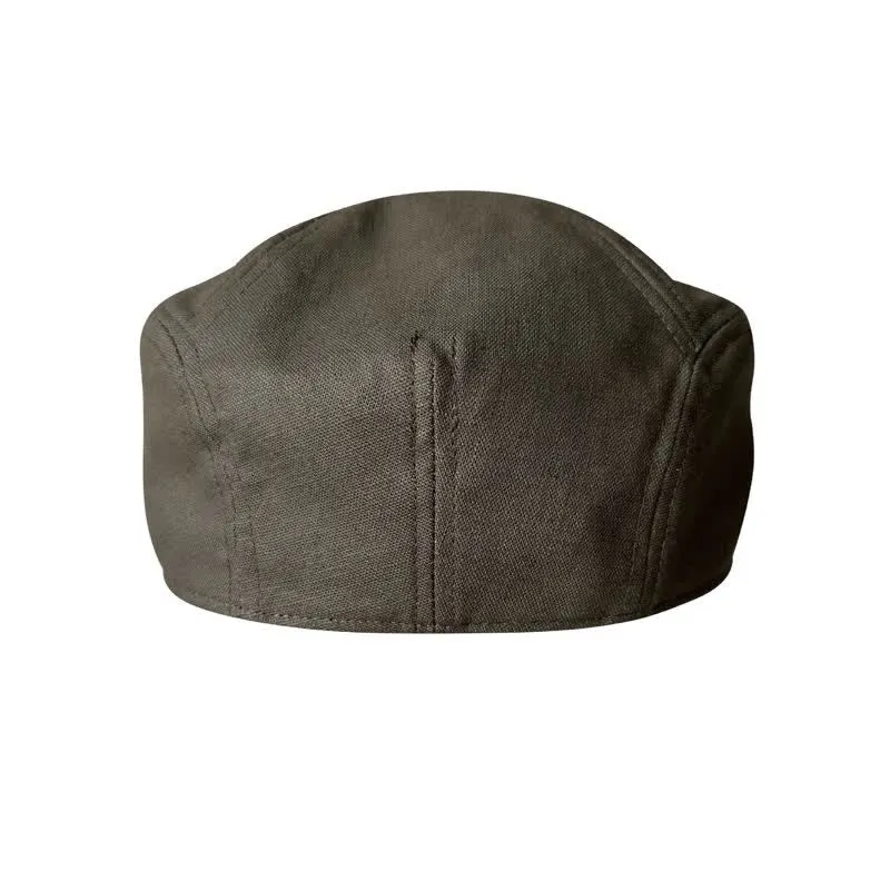 Linen Army Green Breathable Beret Flat Cap