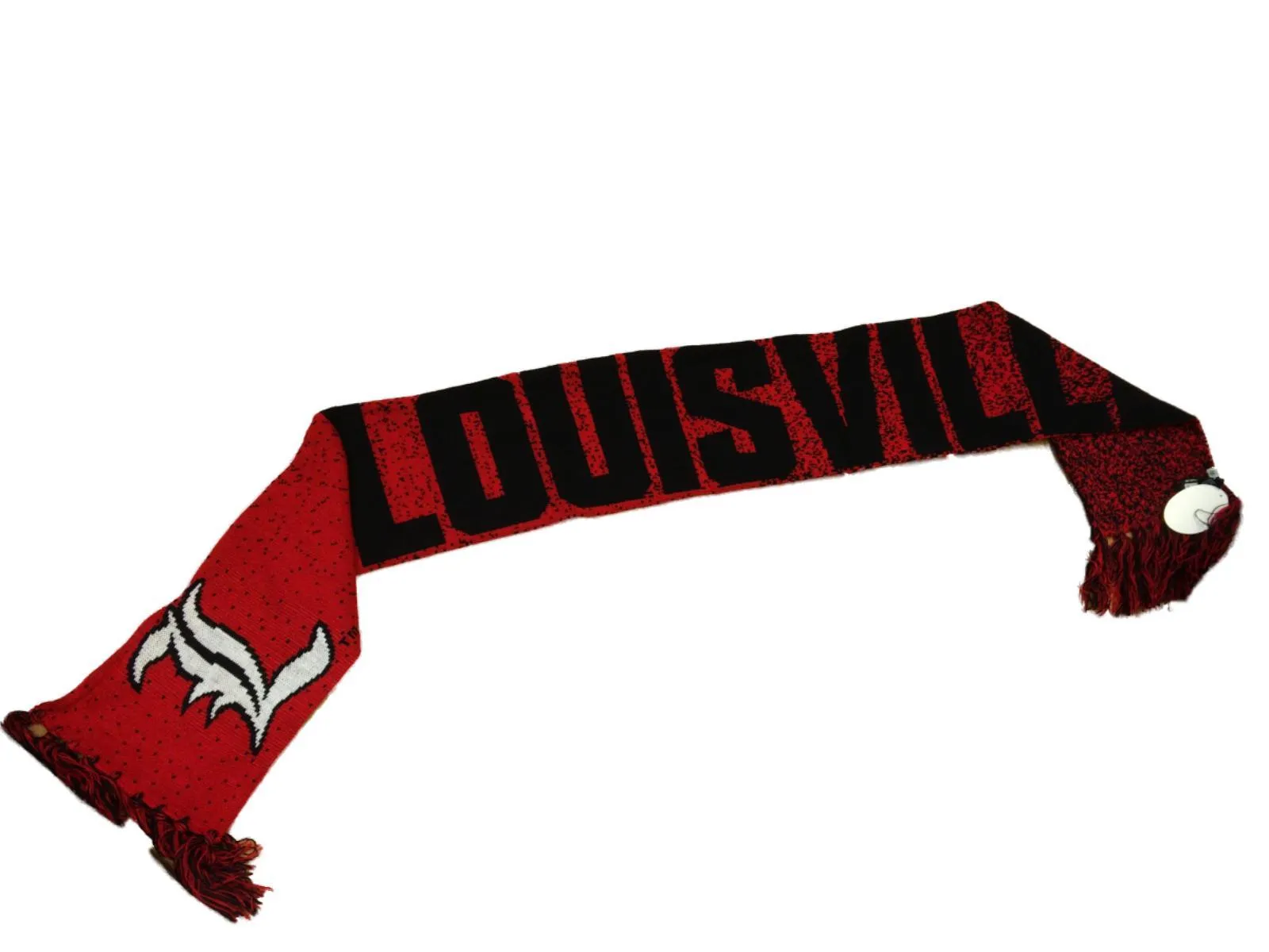 Louisville Cardinals TOW Black and Red Speckled Acrylic Knit Scarf with Tassles