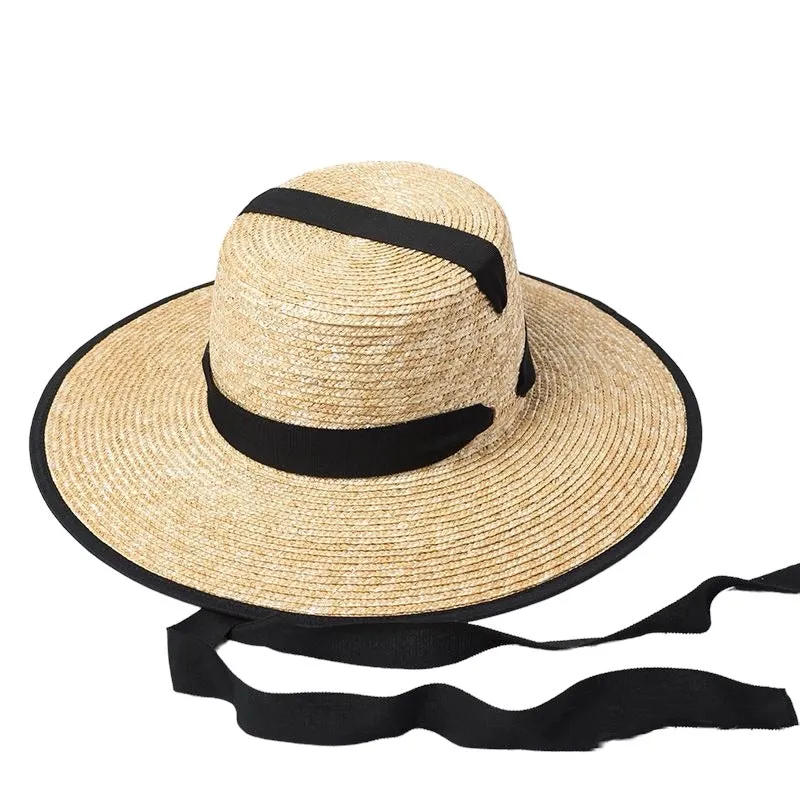 love2hugs3kisses Straw Hat Natural with black double ribbon