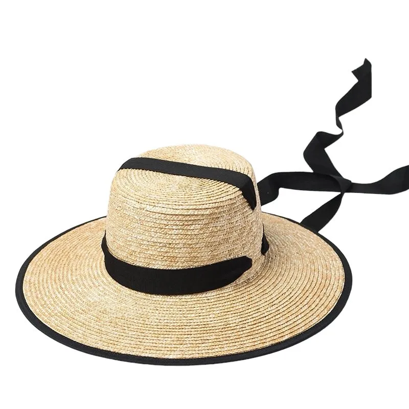 love2hugs3kisses Straw Hat Natural with black double ribbon