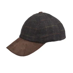 Men's Heritage Traditions Tweed Suede Peak Baseball Cap Blue Check