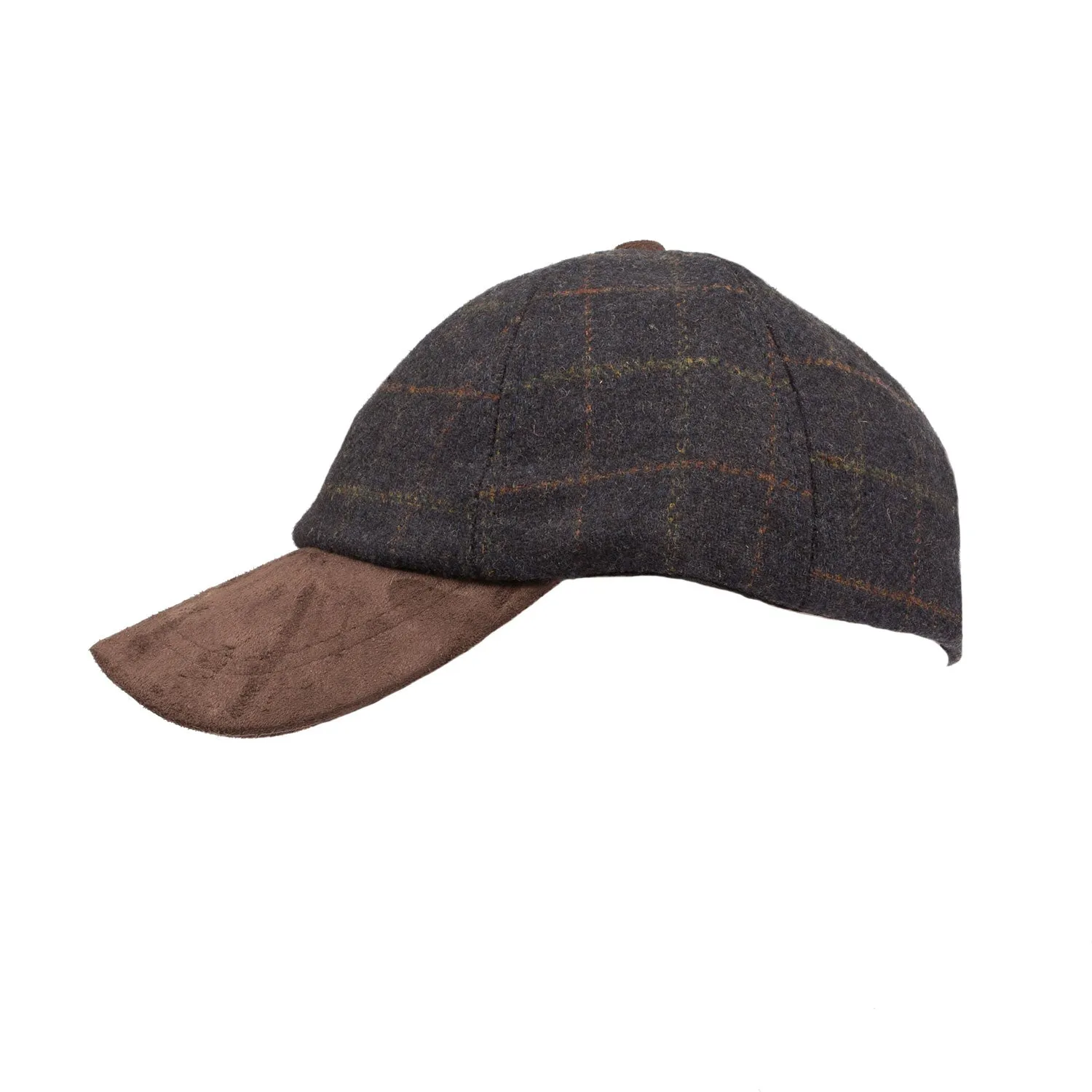 Men's Heritage Traditions Tweed Suede Peak Baseball Cap Blue Check