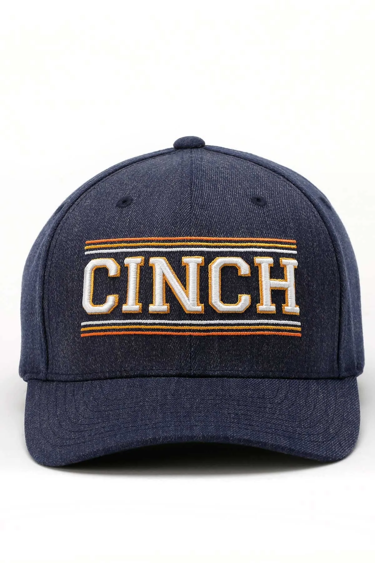 Men's Navy Cinch Flexfit Ballcap with Orange/White 3D Logo Embroidery