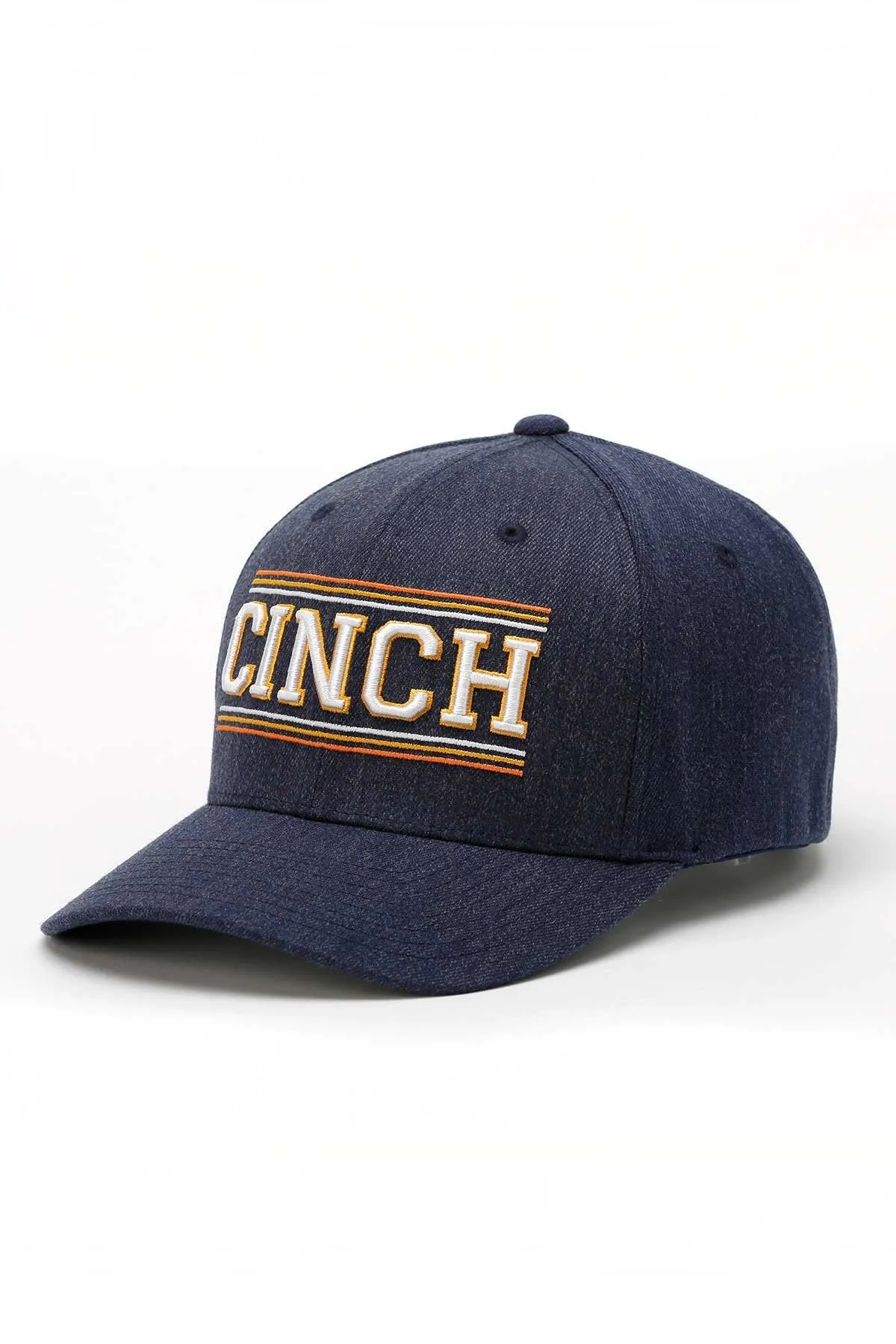 Men's Navy Cinch Flexfit Ballcap with Orange/White 3D Logo Embroidery