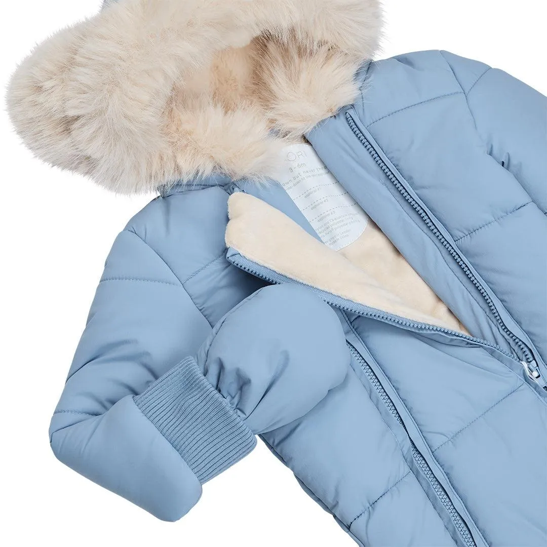 MORI Recycled Waterproof Faux Fur Lined Snowsuit - Blue