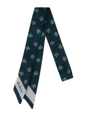 Mulberry Tree Small Skinny Scarf Recycled Polyester (Mulberry Green)