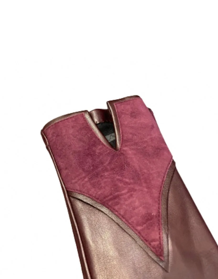 Olivia - Women's Silk Lined Leather and Suede Gloves