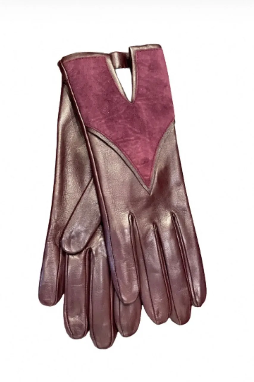 Olivia - Women's Silk Lined Leather and Suede Gloves