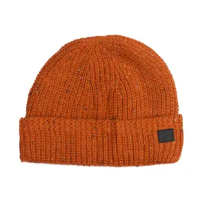 Orange Donegal Cable Knit Fur Lined Beanie