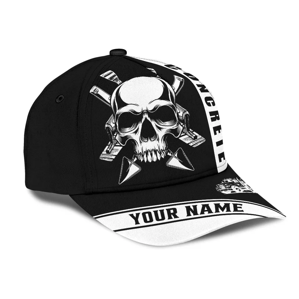 Personalized Concrete Finisher Equipment Skull 3D Full Print Baseball Cap Classic Cap Hat For Men And Women