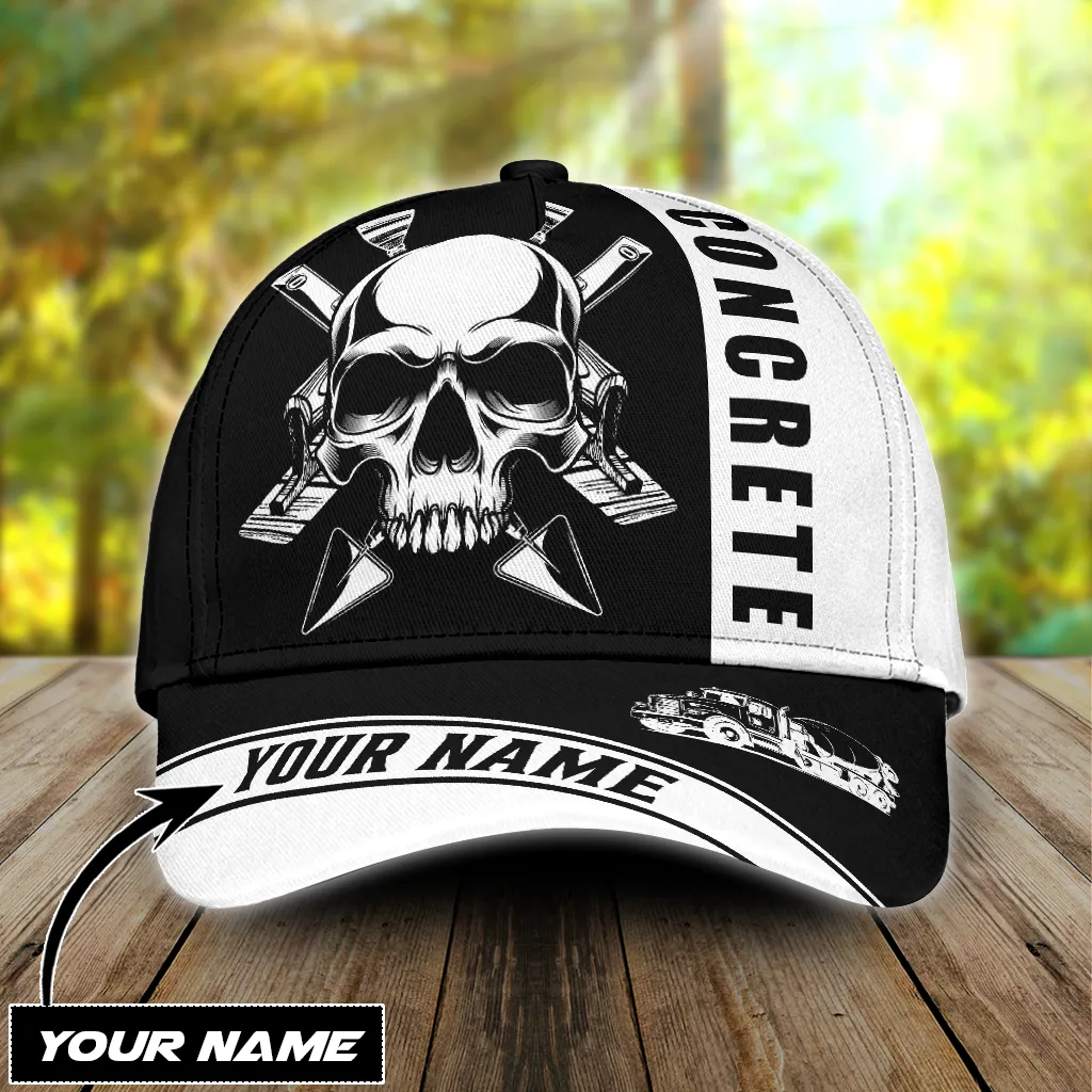 Personalized Concrete Finisher Equipment Skull 3D Full Print Baseball Cap Classic Cap Hat For Men And Women