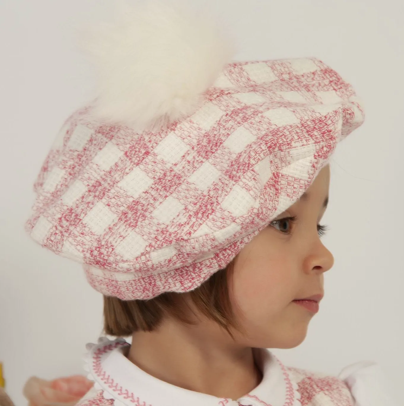 Pink Gingham Beret