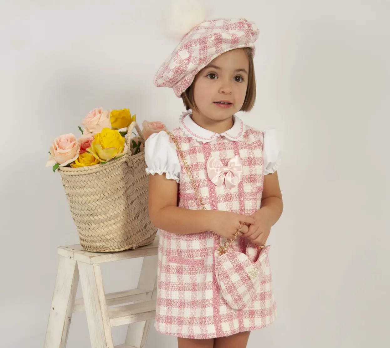 Pink Gingham Beret