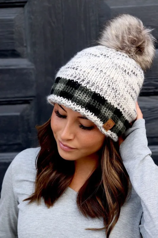 Plaid Accent Knit Hat