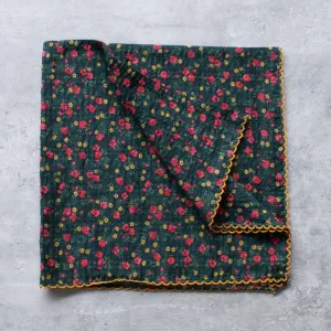 Plaid Floral Print Square Scarf