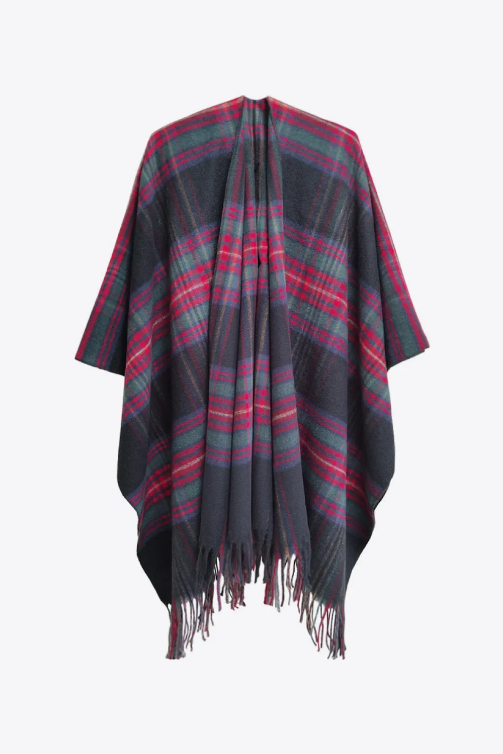 Plaid Fringe Detail Polyester Scarf