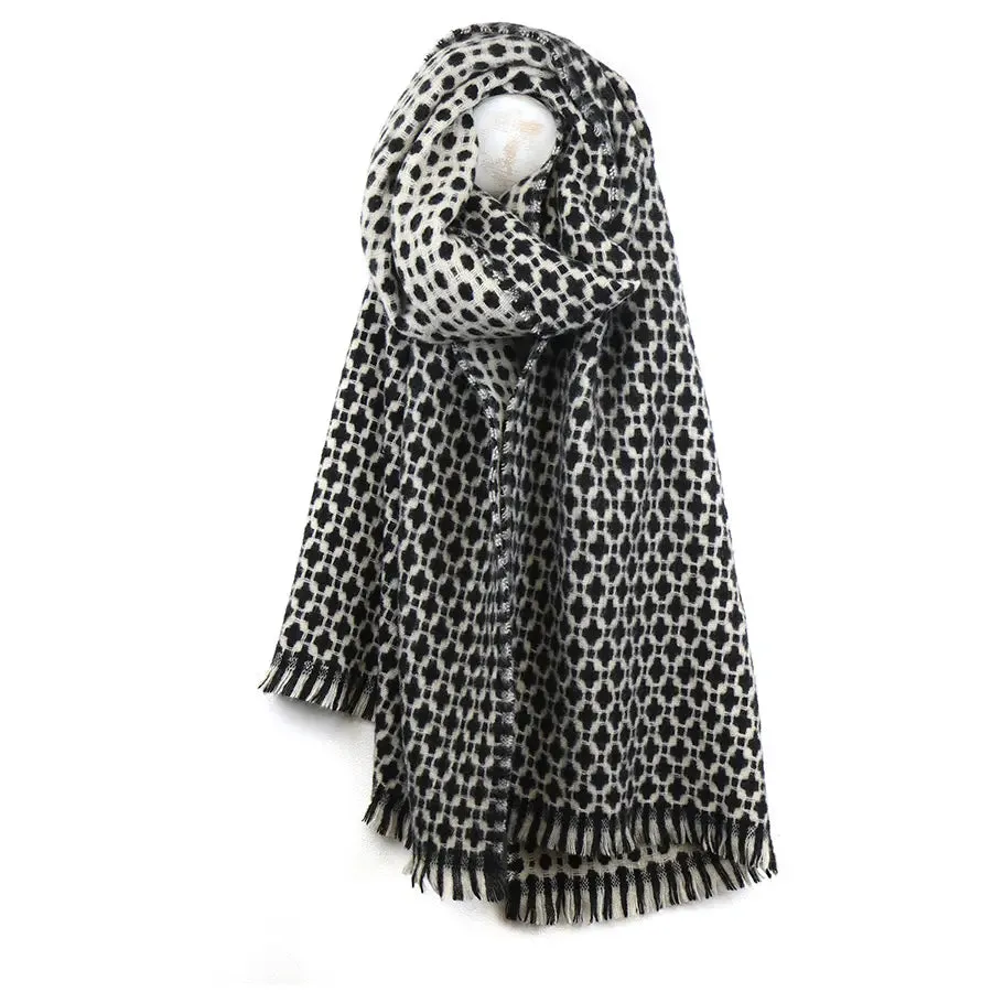 POM One Size Monochrome Retro Tile Winter Scarf