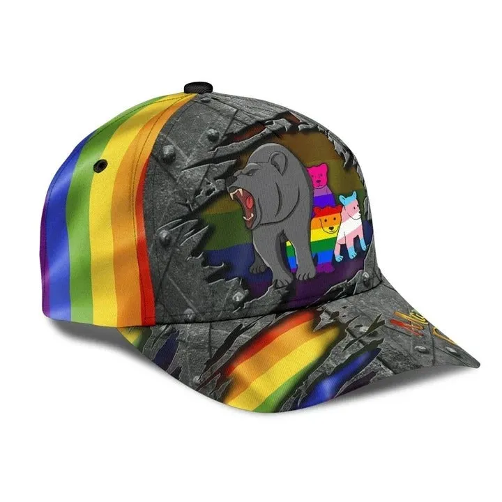 Pride Cap For Gaymer, Mama Bear Family Cool LGBT 3D Printing Baseball Cap Hat, Lesbian Gifts