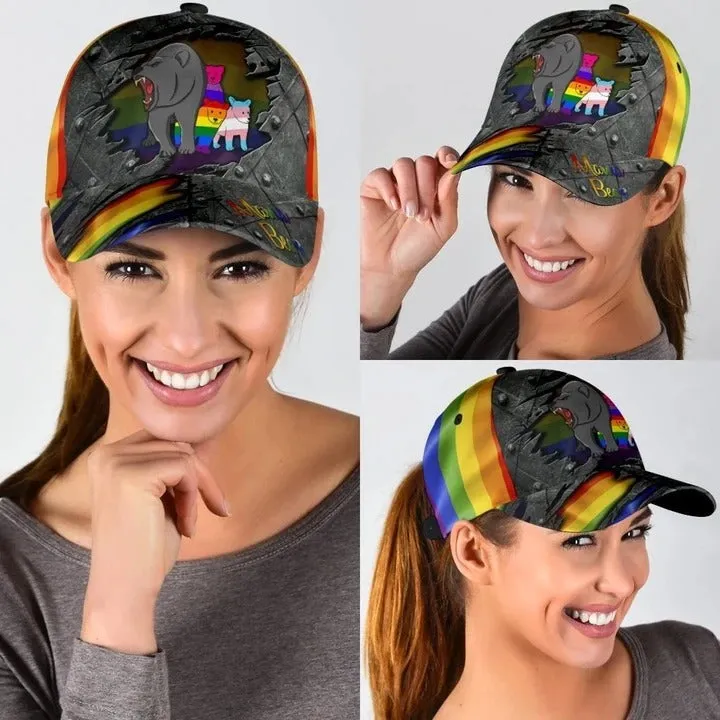 Pride Cap For Gaymer, Mama Bear Family Cool LGBT 3D Printing Baseball Cap Hat, Lesbian Gifts