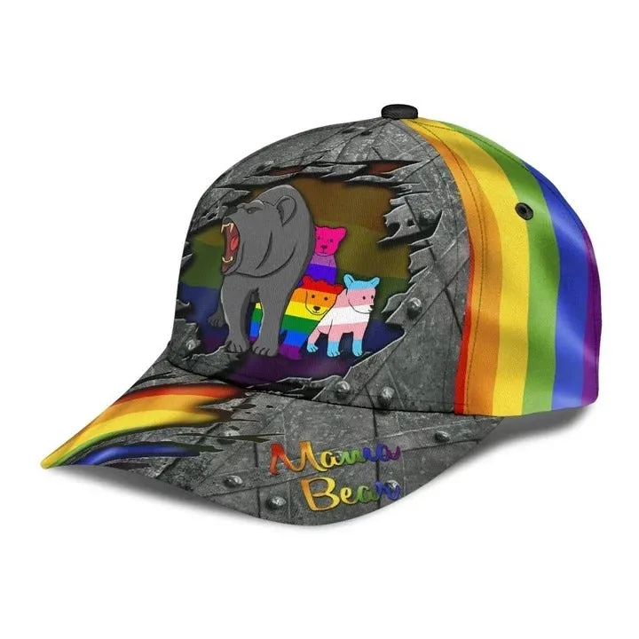 Pride Cap For Gaymer, Mama Bear Family Cool LGBT 3D Printing Baseball Cap Hat, Lesbian Gifts