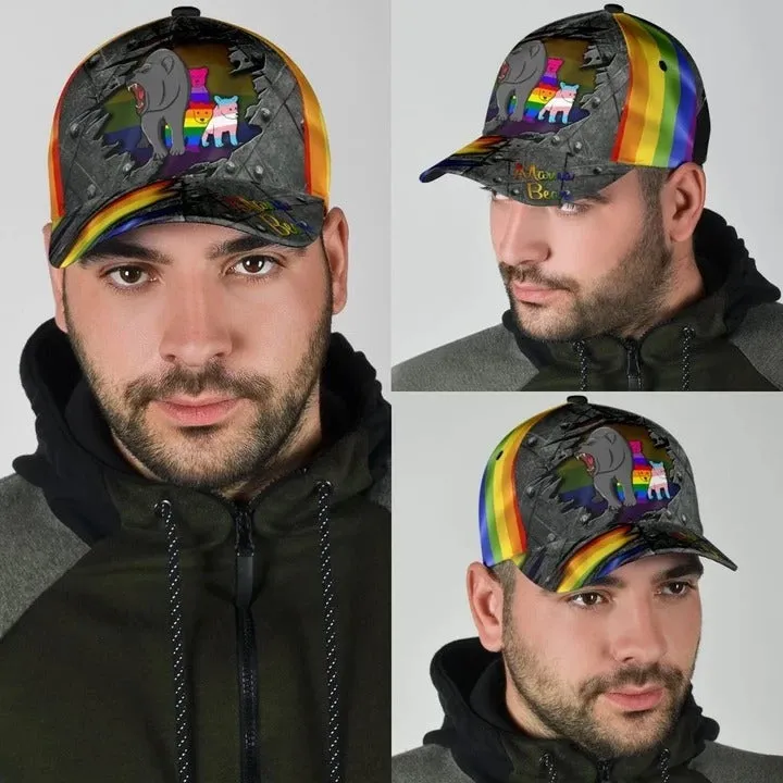 Pride Cap For Gaymer, Mama Bear Family Cool LGBT 3D Printing Baseball Cap Hat, Lesbian Gifts