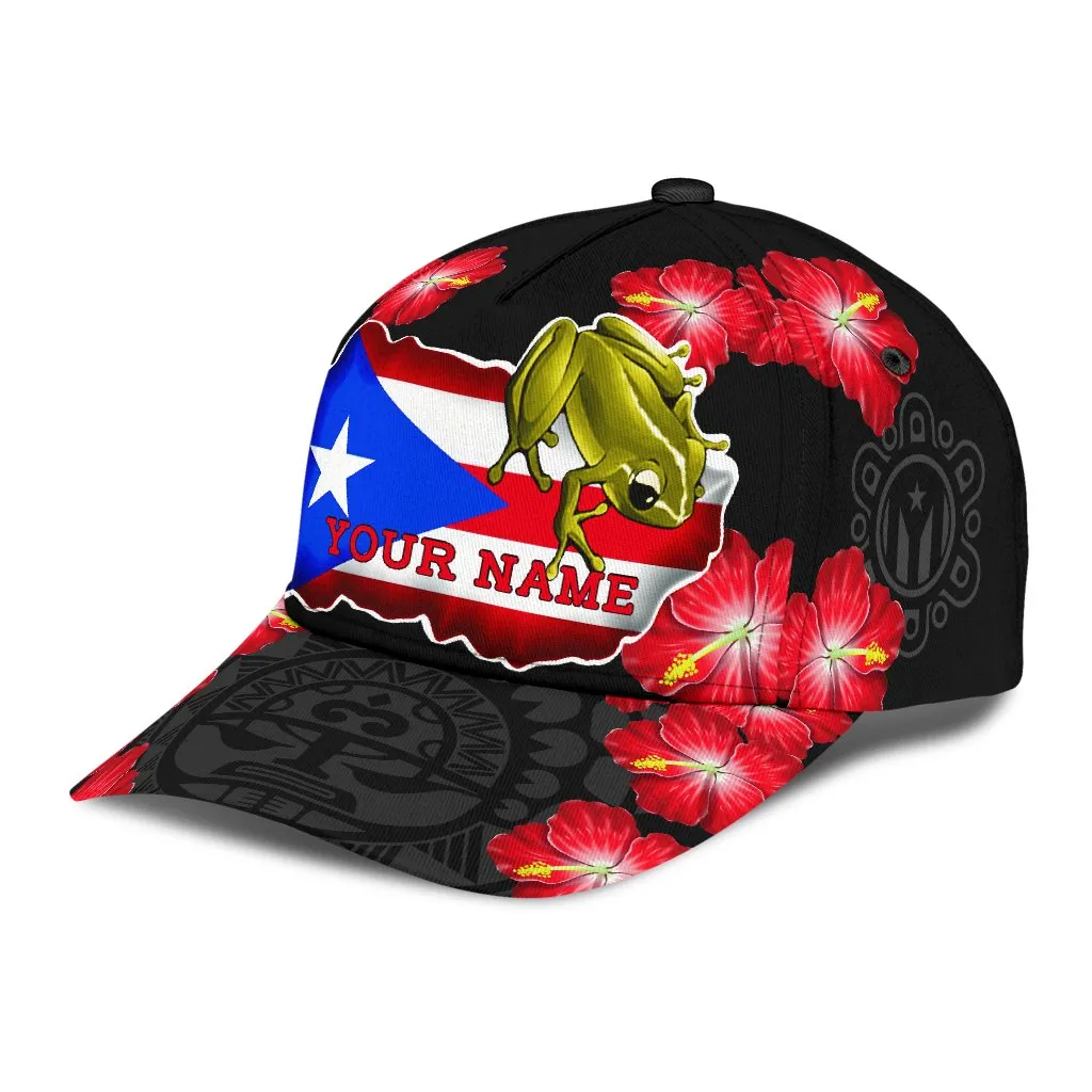 Puerto Rico Baseball Cap With Hibiscus Pattern, Puerto Rico Cap For Men And Women