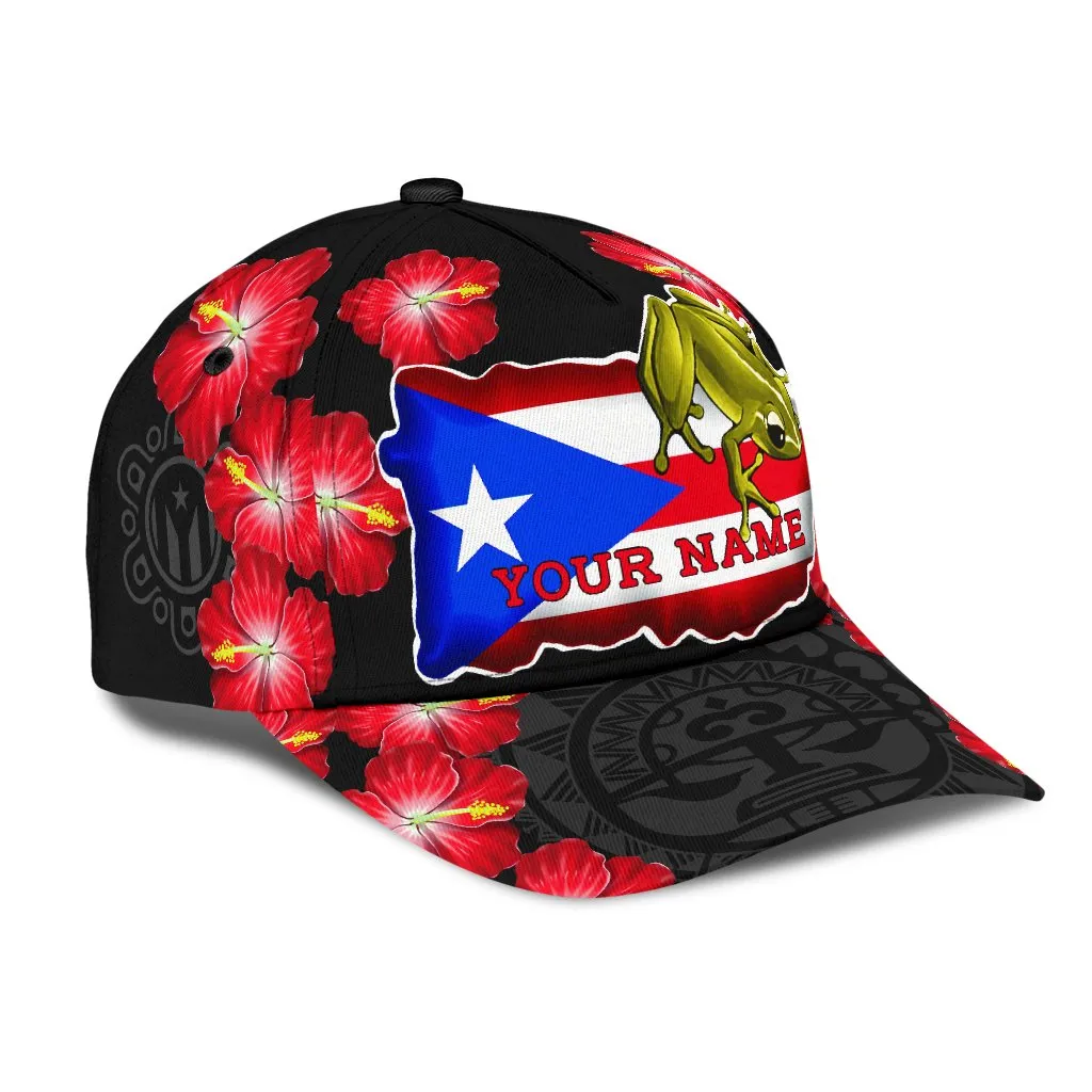 Puerto Rico Baseball Cap With Hibiscus Pattern, Puerto Rico Cap For Men And Women