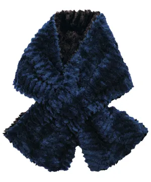 Pull-Thru Scarf - Chevron Faux Fur in Navy (One Left!)