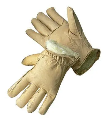 Radnor X-Large Tan Leather Thinsulate Lined Cold Weather Gloves With Keystone Thumb, Safety Cuffs, Color Coded Hem And Shirred Elastic Wrist